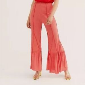 Free People Beach Ribbed Wide Leg Pants Size XL